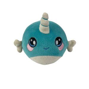 Squeezamals Nadia Narwhal Plush Toy 3in Blue White Soft Squishy Stuffed Animal